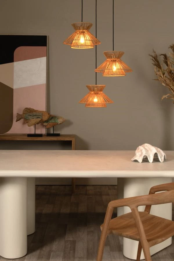 Lucide TASMAN - Pendant light - 3xE27 - Natural - atmosphere 1